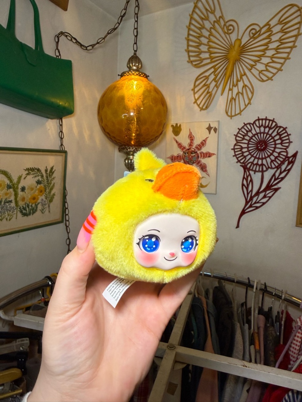 Harutso I Yellow Plush Duck Keychain with Face & glitter eyes - Picture 2 of 8
